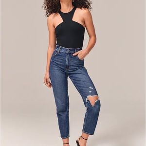 Abercrombie & Fitch High Rise Mom Jean Size Dark Destroy Size 30S/10S